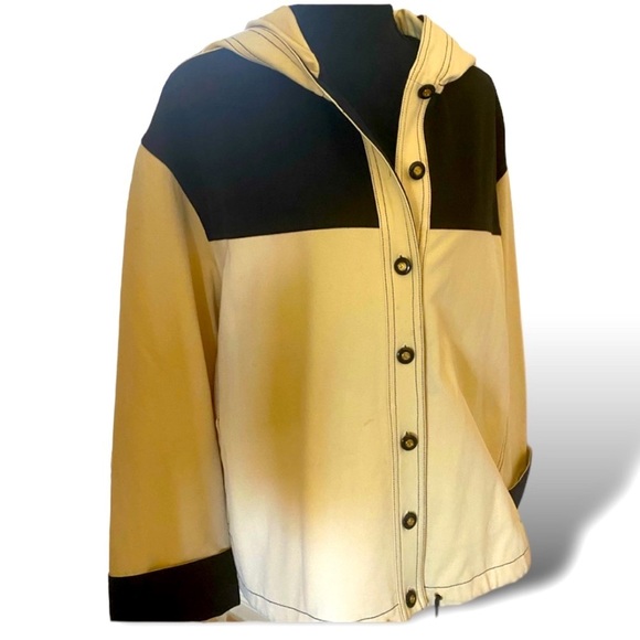St. John Sport by Jacket Marie Gray Size Large Yellow Navy Blue Hooded - Picture 4 of 9